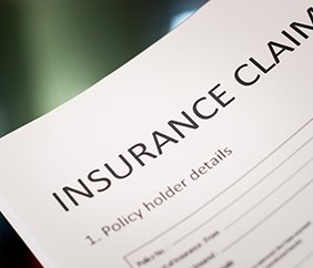 Close-up of insurance claim document